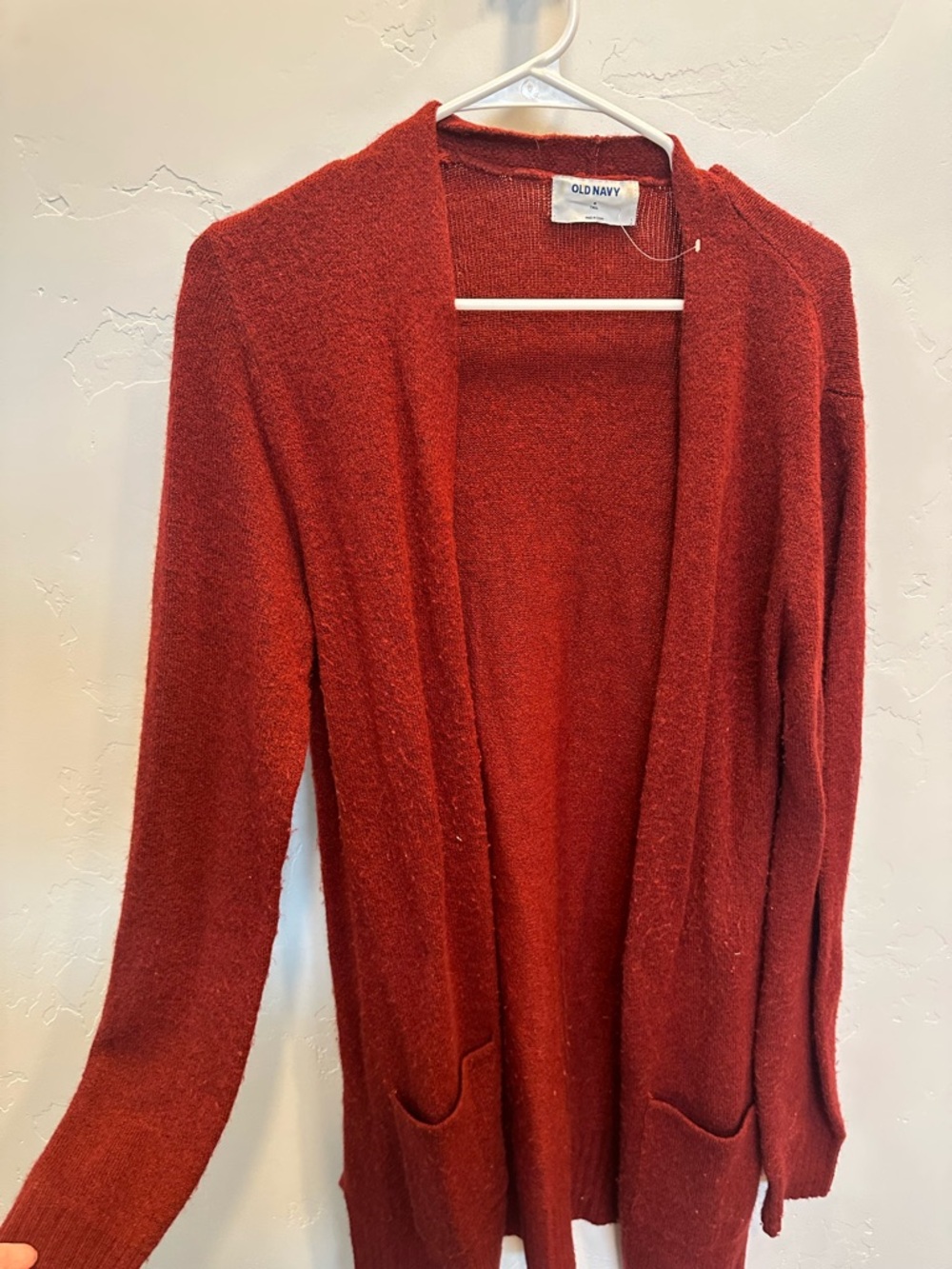 Old Navy Women's Deep Red Open-Front Cardigan with Pockets